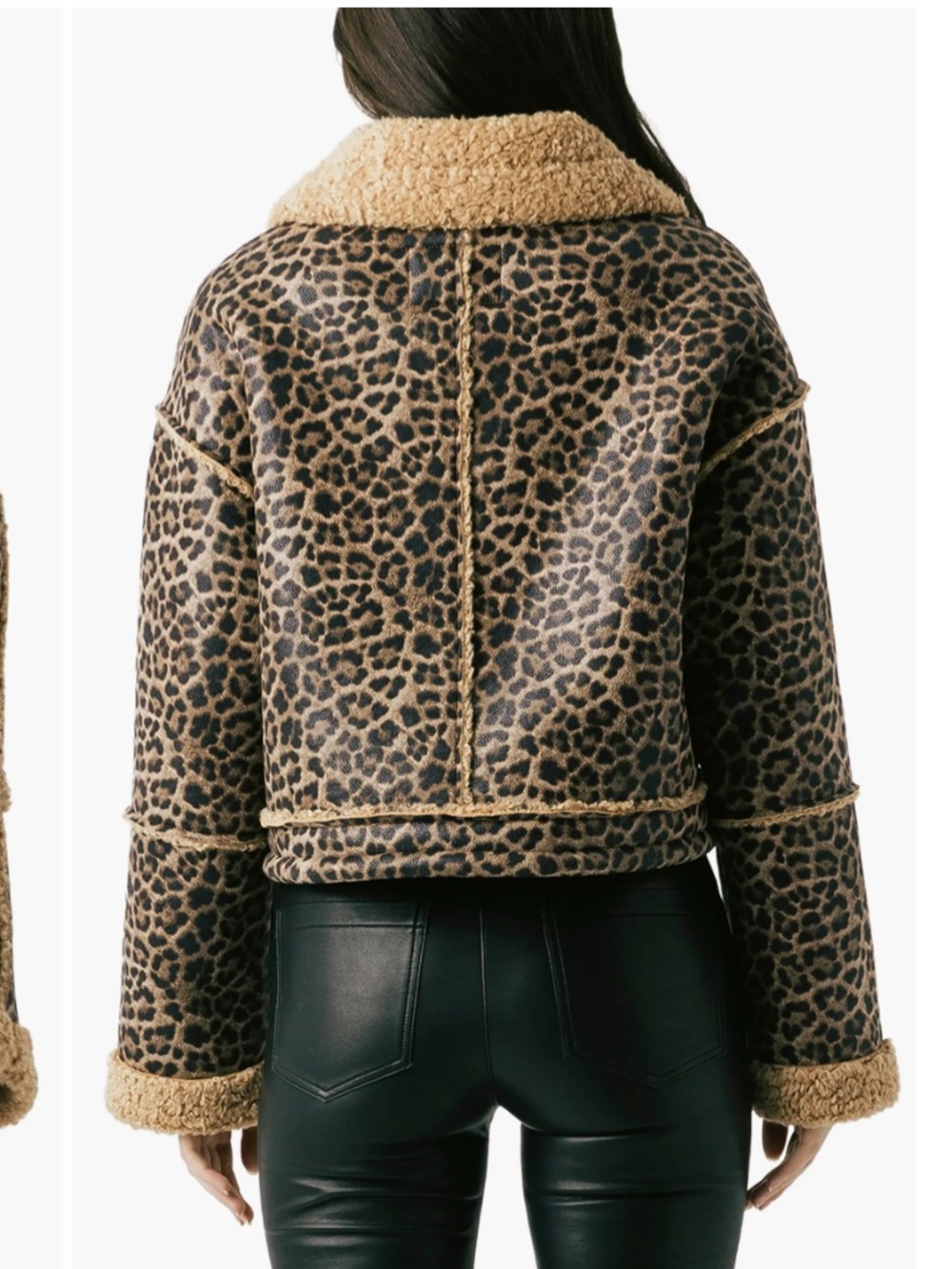 BlankNYC Small S Blank NYC leopard bonded leopard print shearling moto jacket - Picture 2 of 10